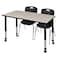 Regency Tables > Height Adjustable > Rectangular Mobile Table & Chair Sets, 48 W, 30 L, 23-34 H, Maple MT4830PLAPCBK40BK - alternate 1
